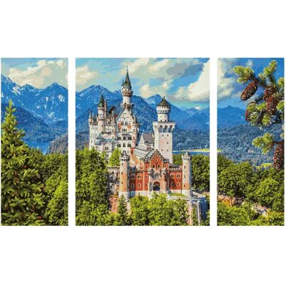Triptychon de la marque Schipper - Château de Neuschwanstein - Coloré, 80x50cm - Publicité Triptychon de la marque Schipper - Château de Neuschwanstein - Coloré, 80x50cm - Publicité