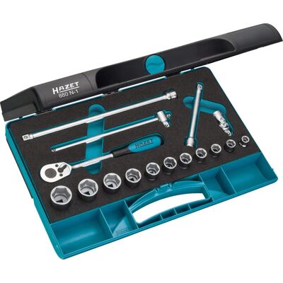 Set chiavi a bussole Hazet 880N-1 - Profilo di trazione esagonale 8-22mm Set chiavi a bussole Hazet 880N-1 - Profilo di trazione esagonale 8-22mm