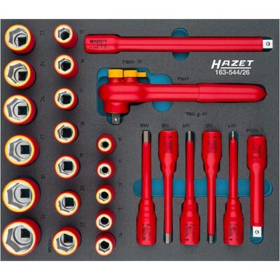 Hazet Steckschlüssel Satz - Schutzisoliert - 10mm Vierkant - Außen Sechskant-Profil Hazet Steckschlüssel Satz - Schutzisoliert - 10mm Vierkant - Außen Sechskant-Profil