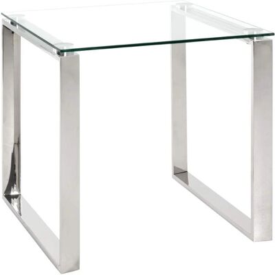 Haku Meubles Table d'Appoint - 55 x 55 x 55 cm - Verre & Acier Haku Meubles Table d'Appoint - 55 x 55 x 55 cm - Verre & Acier