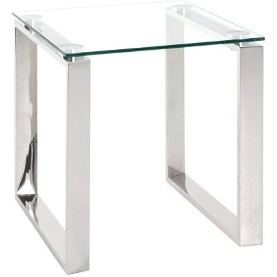 Table d'appoint Haku Möbel - Surface en verre, Structure en acier inoxydable - 42x45x42cm Table d'appoint Haku Möbel - Surface en verre, Structure en acier inoxydable - 42x45x42cm