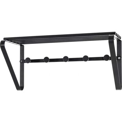 Galvarino Wandgarderobe - 45x20cm, Schwarz, Metall, 5 Haken Galvarino Wandgarderobe - 45x20cm, Schwarz, Metall, 5 Haken