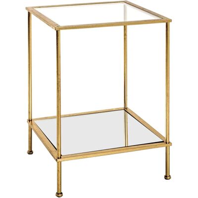 Petite table d'appoint - Verre de sécurité - Cadre doré - 39x39x55cm Petite table d'appoint - Verre de sécurité - Cadre doré - 39x39x55cm