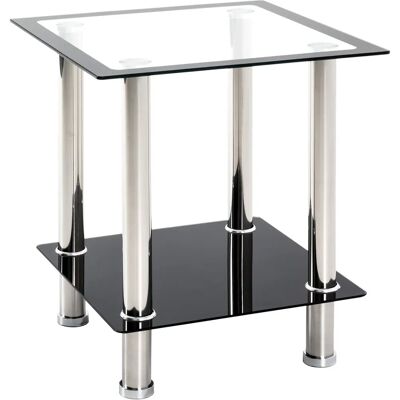 Table d'appoint noire HAKU - Verre, Acier inoxydable, 40x40x46cm - Publicité Table d'appoint noire HAKU - Verre, Acier inoxydable, 40x40x46cm - Publicité