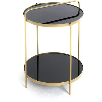 HAKU Beistelltisch - Glas, Schwarz & Gold, 38x38x51cm HAKU Beistelltisch - Glas, Schwarz & Gold, 38x38x51cm