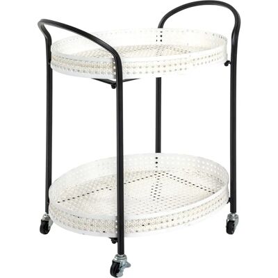 Haku Stalen Keukenwagen - Zwart-Beige - 60x40x70 cm Haku Stalen Keukenwagen - Zwart-Beige - 60x40x70 cm