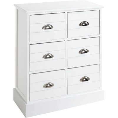 HAKU Meubels Witte 6-Lade Kast - Kast HAKU Meubels Witte 6-Lade Kast - Kast