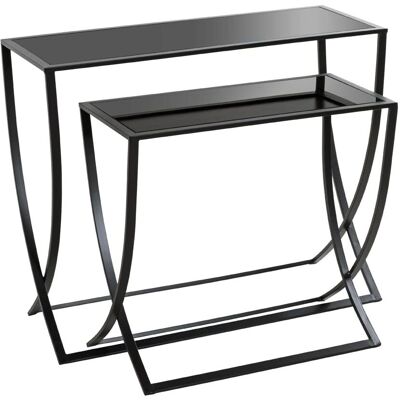 HAKU Beistelltisch-Set - Sicherheitsglas - Schwarz - 80cm HAKU Beistelltisch-Set - Sicherheitsglas - Schwarz - 80cm