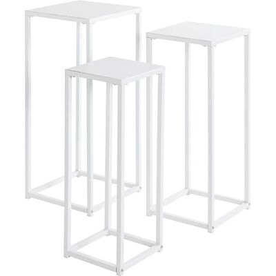 HAKU Möbel Set aus 3 weißen Metallcouchtischen - Beistelltisch-Set HAKU Möbel Set aus 3 weißen Metallcouchtischen - Beistelltisch-Set