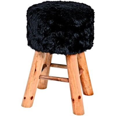 Tabouret HAKU - 45xØ30cm Assise en Fourrure - Pieds en Bois Massif - Max 90kg Tabouret HAKU - 45xØ30cm Assise en Fourrure - Pieds en Bois Massif - Max 90kg