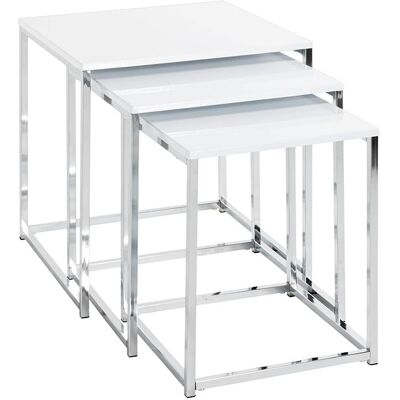 Ensemble de Tables Basses Blanches Haku Möbel - 3 Pièces - Publicité Ensemble de Tables Basses Blanches Haku Möbel - 3 Pièces - Publicité