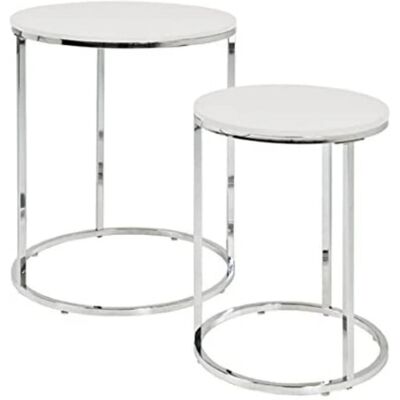 Haku Möbel - Set aus 2 MDF Beistelltischen, chromweiß Haku Möbel - Set aus 2 MDF Beistelltischen, chromweiß