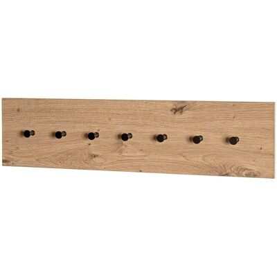 HAKU Möbel Wandgarderobe - 7 Haken - 89x20cm - Eiche & Schwarz HAKU Möbel Wandgarderobe - 7 Haken - 89x20cm - Eiche & Schwarz