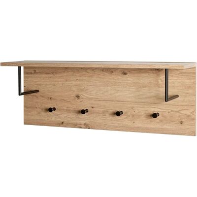 Fali fogas Haku Möbel - 80x30cm, 4 Akasztók, MDF, Fekete/Barna - Fali fogas Fali fogas Haku Möbel - 80x30cm, 4 Akasztók, MDF, Fekete/Barna - Fali fogas