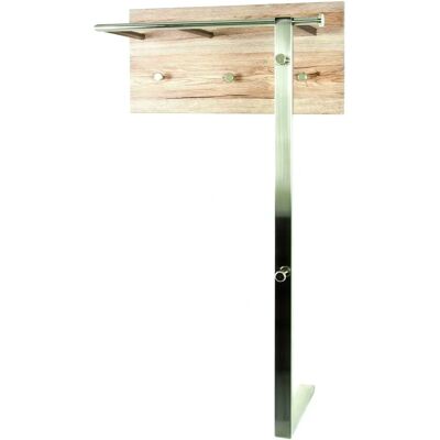 Portemanteau Murale Haku Moebel - Chêne San Remo - Aspect Acier Inoxydable - 60x33x107 cm Portemanteau Murale Haku Moebel - Chêne San Remo - Aspect Acier Inoxydable - 60x33x107 cm