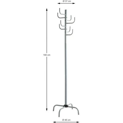 Haku Möbel Kleiderständer - 8 Haken, Stahl, Grau, 37x180cm Haku Möbel Kleiderständer - 8 Haken, Stahl, Grau, 37x180cm