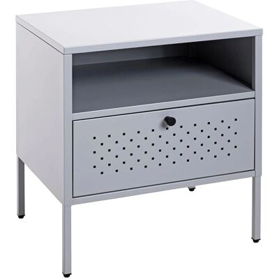 Haku Meubles Table de Nuit Métal Gris 45x35x50 cm - Chevet Haku Meubles Table de Nuit Métal Gris 45x35x50 cm - Chevet