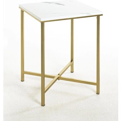 Guldfärgad vit sidobord - MDF och metall Guldfärgad vit sidobord - MDF och metall