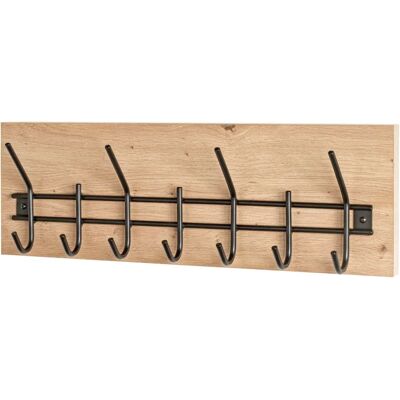 Haku Meubel Wandkapstok - 7 Haken - 60x20 cm - Eik/ZWart Haku Meubel Wandkapstok - 7 Haken - 60x20 cm - Eik/ZWart