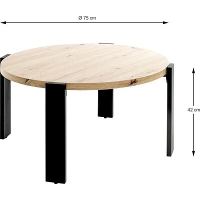 HAKU Möbel Soffbord - Svart - Stål & MDF Ek Dekor - 30mm HAKU Möbel Soffbord - Svart - Stål & MDF Ek Dekor - 30mm