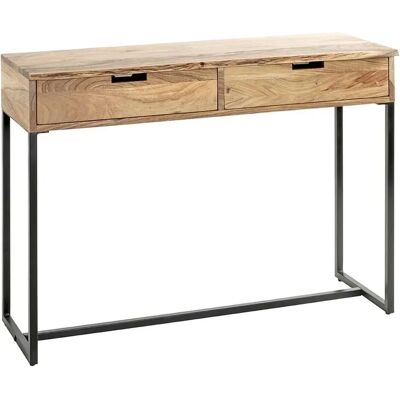 Haku Mebel Konsolowy - Masivna akacjowa deska - Czarny stelaż - 100x35x80cm Haku Mebel Konsolowy - Masivna akacjowa deska - Czarny stelaż - 100x35x80cm