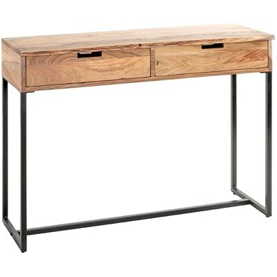 Haku Meubel Console Tafel - Massief Acaciahout - Zwart Frame - 100x35x80cm Haku Meubel Console Tafel - Massief Acaciahout - Zwart Frame - 100x35x80cm