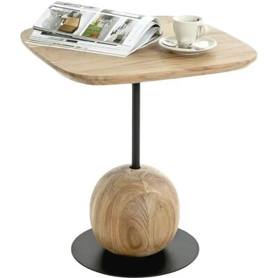 Haku Meble Stolik boczny - Lite z masywnego drewna akacjowego - Czarny podstawka - 45x45x50cm Haku Meble Stolik boczny - Lite z masywnego drewna akacjowego - Czarny podstawka - 45x45x50cm