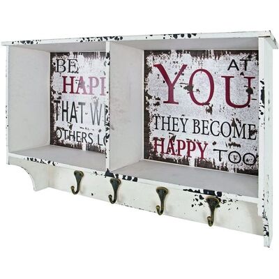 Portemanteau mural vintage Haku - 65x15x40 cm - Blanc Portemanteau mural vintage Haku - 65x15x40 cm - Blanc