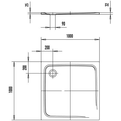 Piatto doccia Kaldewei Superplan Classic 391 - Quadrato, 1000x1000mm, Bianco Piatto doccia Kaldewei Superplan Classic 391 - Quadrato, 1000x1000mm, Bianco