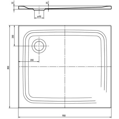 Vas de duș Kaldewei Superplan Classic 90x80cm Vas de duș Kaldewei Superplan Classic 90x80cm