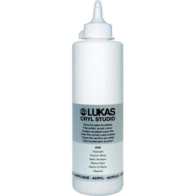 Lukas CRYL Studio Acrylic Paint - Titanium White 500ml - Professional Quality Lukas CRYL Studio Acrylic Paint - Titanium White 500ml - Professional Quality