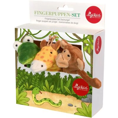 Set di marionette per dito sigikid Jungle - Peluche in microfibra, lavabile Set di marionette per dito sigikid Jungle - Peluche in microfibra, lavabile