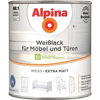 Alpina Weißlack für Möbel & Türen - Grundierung & Lack in Einem Alpina Weißlack für Möbel & Türen - Grundierung & Lack in Einem
