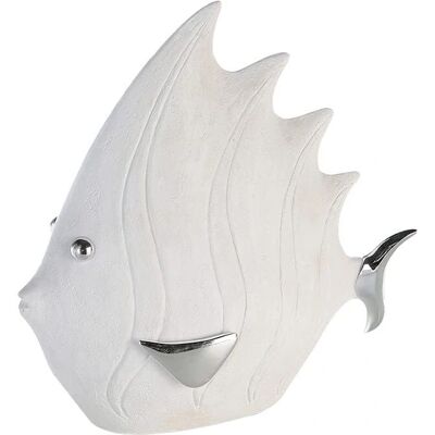 Figura Pesce GILDE - Bianco/Argento - 36x33cm - Oggetto Decorativo Figura Pesce GILDE - Bianco/Argento - 36x33cm - Oggetto Decorativo