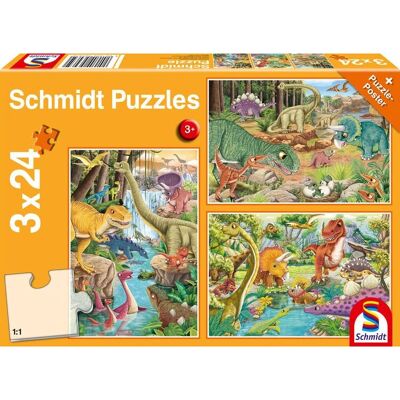 Schmidt 56465 Dinosaurierspiel - Kinderpuzzle mit Poster Schmidt 56465 Dinosaurierspiel - Kinderpuzzle mit Poster