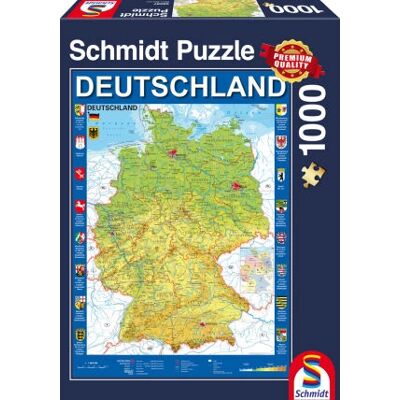Schmidt Duitslandkaart 1000-delige Puzzel - Educatieve Kaart Schmidt Duitslandkaart 1000-delige Puzzel - Educatieve Kaart