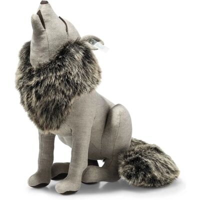 Steiff Lupo ululante in lino - Peluche morbido Steiff Lupo ululante in lino - Peluche morbido