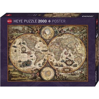 Heye Vintage Världskarta Konst 2000-delad Pussel Heye Vintage Världskarta Konst 2000-delad Pussel