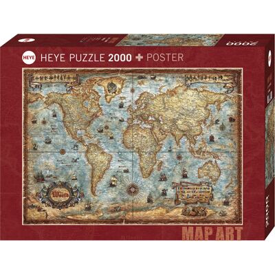 Heye Puzzle The World - 2000 Teile Nautische Weltkarte Puzzle Heye Puzzle The World - 2000 Teile Nautische Weltkarte Puzzle