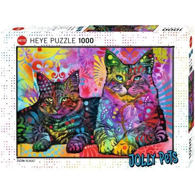 Heye Jolly Pets Devoted 2 Cats Puzzle - 1000 Pièces - Publicité Heye Jolly Pets Devoted 2 Cats Puzzle - 1000 Pièces - Publicité