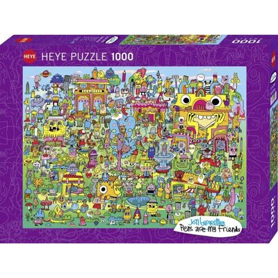 Heye Pensare my Friends, Doodle Village Pussel - 1000 Bitar Heye Pensare my Friends, Doodle Village Pussel - 1000 Bitar