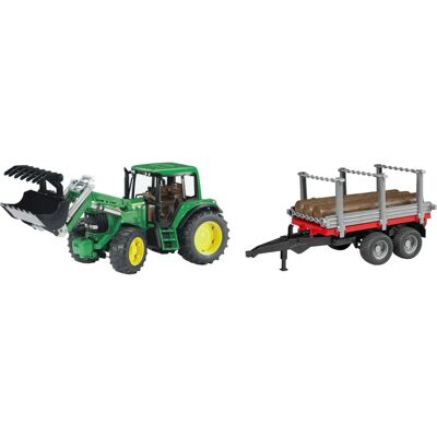 Bruder John Deere 6920 Traktor mit Frontlader und Holzanhänger Bruder John Deere 6920 Traktor mit Frontlader und Holzanhänger