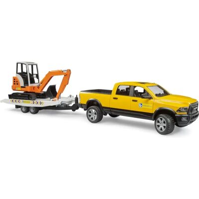 Bruder Ram 2500 Power Wagon avec Trailer et Mini Excavatrice - Jouet de Construction Bruder Ram 2500 Power Wagon avec Trailer et Mini Excavatrice - Jouet de Construction