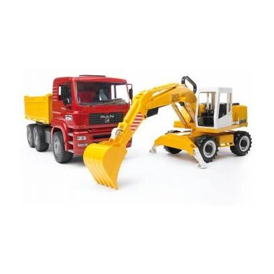 BRUDER BRUDER MAN TGA Camion da Costruzione con Escavatore Liebherr - Veicolo Edilizio BRUDER BRUDER MAN TGA Camion da Costruzione con Escavatore Liebherr - Veicolo Edilizio