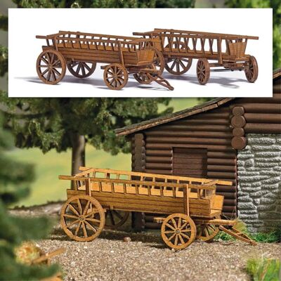 Busch 1385 Modèle Réduit - 2 Wagons en Bois - H0 - Publicité Busch 1385 Modèle Réduit - 2 Wagons en Bois - H0 - Publicité