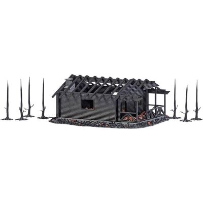 Busch 1853 Burned Forest Hut H0 Model Railway Scene Busch 1853 Burned Forest Hut H0 Model Railway Scene