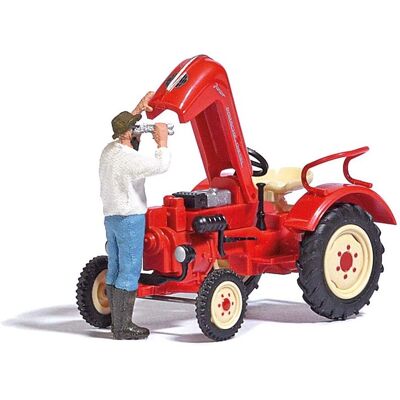 Busch Tracteur Porsche H0 - Capot moteur ouvert - Modèle réduit - Publicité Busch Tracteur Porsche H0 - Capot moteur ouvert - Modèle réduit - Publicité
