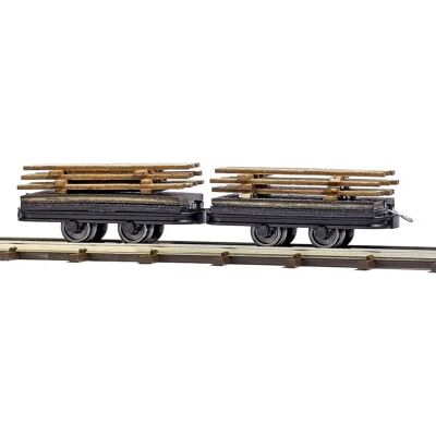Busch Modellbahnwagen - Zwei Wagen mit Brett - H0f kompatibel Busch Modellbahnwagen - Zwei Wagen mit Brett - H0f kompatibel