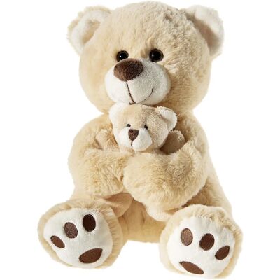 Heunec - Teddy with Baby - Softwool Plush - 29.5cm Heunec - Teddy with Baby - Softwool Plush - 29.5cm