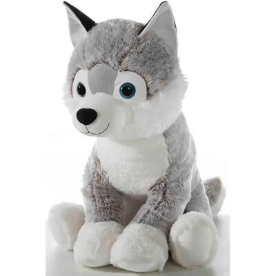 Doudou Husky XL HEUNEC - Assis, Yeux Bleus, 76cm Doudou Husky XL HEUNEC - Assis, Yeux Bleus, 76cm